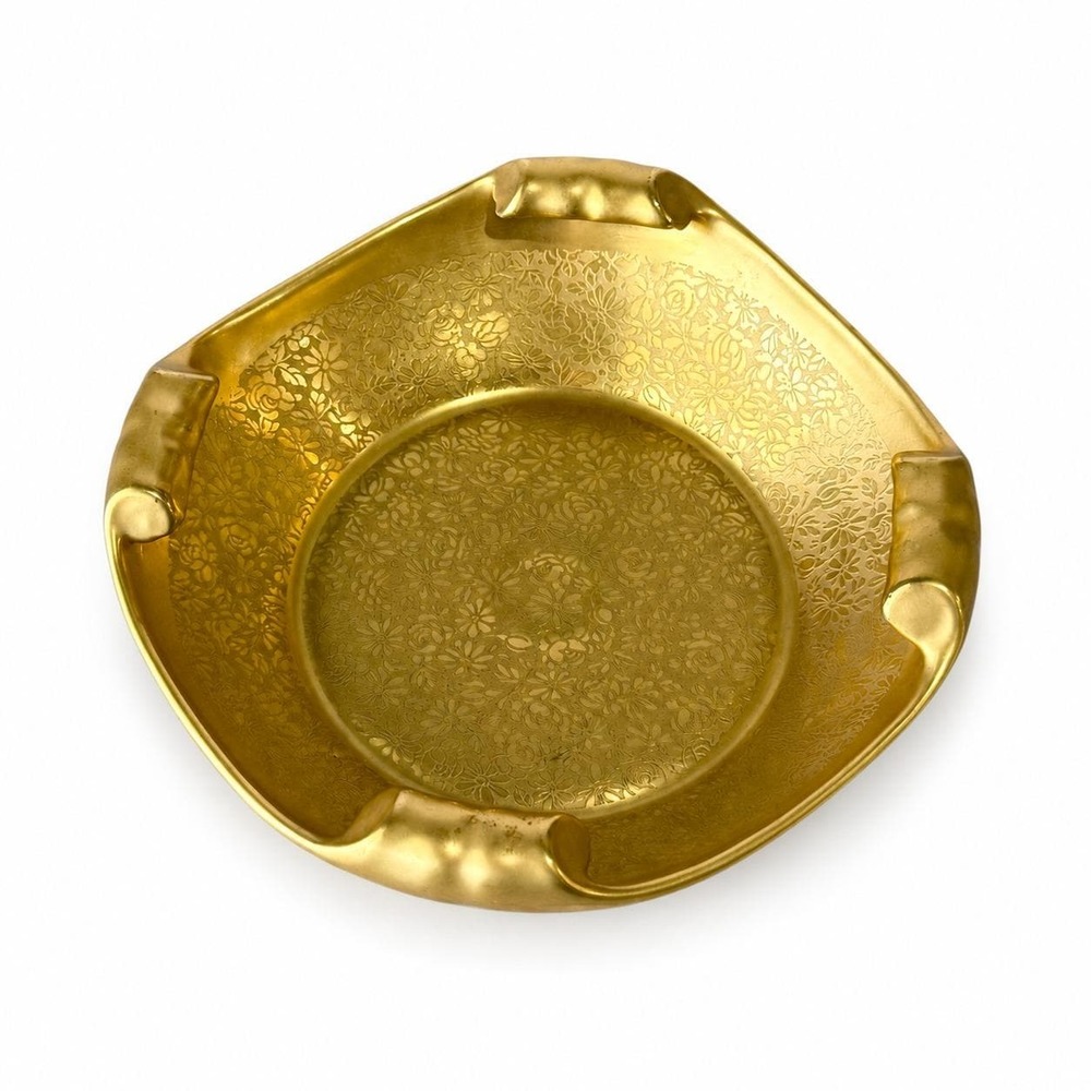 Antique Pickard China Gold Daisy & Rose USA Trinket Dish